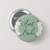 Badge Rond 5 Cm Fleurs blanches botaniques sur la tante verte de l (Devant & derrière)