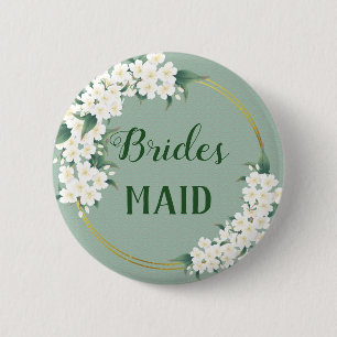 Badge Rond 5 Cm Fleurs blanches Vintages modernes sur une femme de