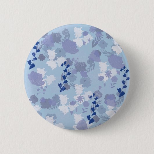 Badge Rond 5 Cm Fleurs Bleues (Devant)