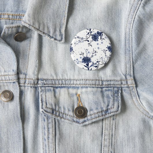 Badge Rond 5 Cm Fleurs bleues (En situation)
