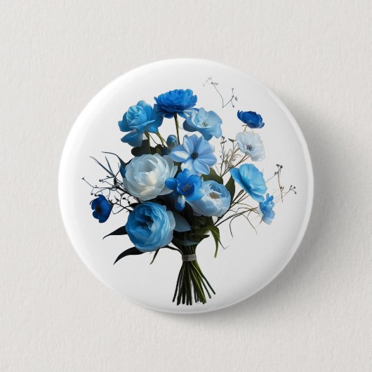 Badge Rond 5 Cm Fleurs bleues et blanches (Devant)
