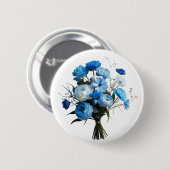 Badge Rond 5 Cm Fleurs bleues et blanches (Devant & derrière)