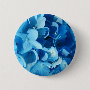 Badge Rond 5 Cm Fleurs bleues, hydrangea