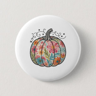 Badge Rond 5 Cm Fleurs Bohème Citrouille Préparatifs Automne Actio