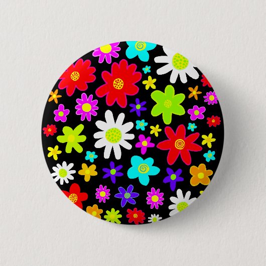 Badge Rond 5 Cm Fleurs colorées (Devant)