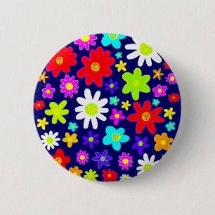 Badge Rond 5 Cm Fleurs colorées