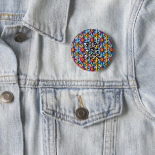 Badge Rond 5 Cm Fleurs colorées mignonnes Motif