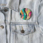 Badge Rond 5 Cm Fleurs Colorées Vague (En situation)