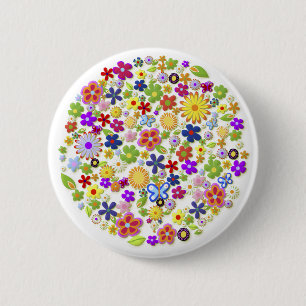 Badge Rond 5 Cm Fleurs Cool fines mignonnes Fille Rétro Floral