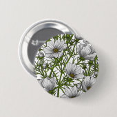 Badge Rond 5 Cm Fleurs cosmos blanches (Devant & derrière)