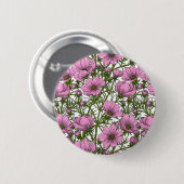 Badge Rond 5 Cm Fleurs Cosmos roses (Devant & derrière)