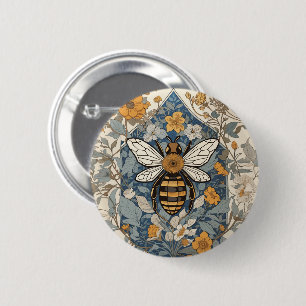 Badge Rond 5 Cm Fleurs d'abeilles vintages et sauvages