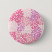 Badge Rond 5 Cm Fleurs Dahlia, Motif De Fleurs, Dahlia Rose (Devant)