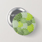 Badge Rond 5 Cm Fleurs Dahlia, Motif De Fleurs, Dahlia Verte (Devant & derrière)
