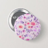 Badge Rond 5 Cm Fleurs d'aquarelle et feuilles 3 (Devant & derrière)