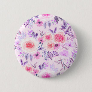 Badge Rond 5 Cm Fleurs d'aquarelle et feuilles 3