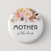 Badge Rond 5 Cm Fleurs d'aquarelle rose pâle Mariage élégant (Devant)