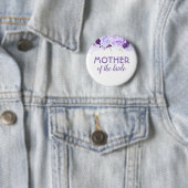 Badge Rond 5 Cm Fleurs d'aquarelle violette Mariage élégant (En situation)