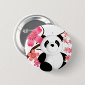 Badge Rond 5 Cm Fleurs de cerisier de panda (Devant & derrière)