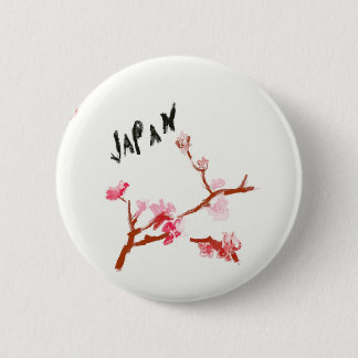 Badge Rond 5 Cm Fleurs de cerisier du Japon d'aquarelle