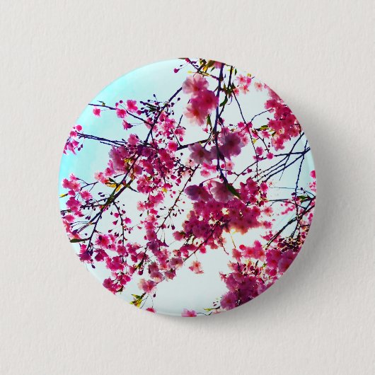 Badge Rond 5 Cm Fleurs de cerisiers roses (Devant)