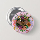Badge Rond 5 Cm Fleurs de chauve-souris florales Botaniques (Devant & derrière)