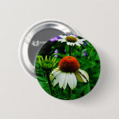 Badge Rond 5 Cm Fleurs de cônes blanches et orange (Devant & derrière)