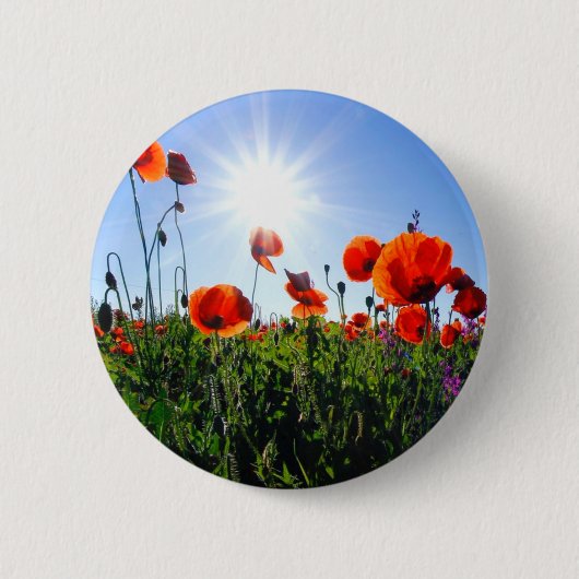 Badge Rond 5 Cm Fleurs de crapets rouges sauvages (Devant)