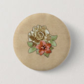 Badge Rond 5 Cm Fleurs de cuir sur le daim (Devant)