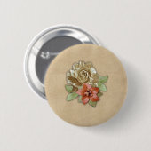 Badge Rond 5 Cm Fleurs de cuir sur le daim (Devant & derrière)