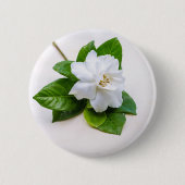 Badge Rond 5 Cm Fleurs de Gardenia blanches (Devant)