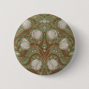 Badge Rond 5 Cm Fleurs de jardin printanier sur sauge