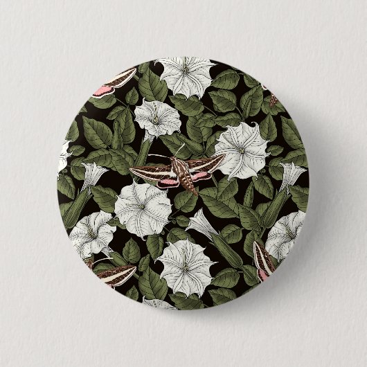 Badge Rond 5 Cm Fleurs de lune et sphinx Mois (Devant)