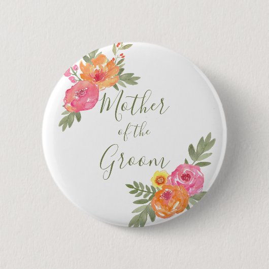 Badge Rond 5 Cm Fleurs de mariage du printemps Mère de la chambre (Devant)