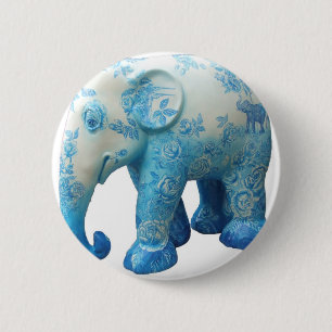 Badge Rond 5 Cm Fleurs de motif personnalisées Roses Vignes Bleu A