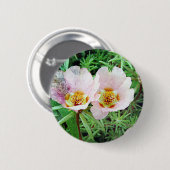 Badge Rond 5 Cm Fleurs de mousse roses (Devant & derrière)