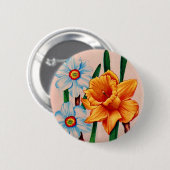 Badge Rond 5 Cm fleurs de narcisse (Devant & derrière)