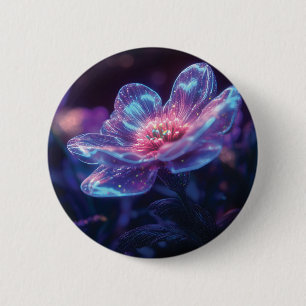Badge Rond 5 Cm "Fleurs de néon brillantes - Enchanter les fleurs