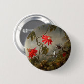 Badge Rond 5 Cm Fleurs de passion avec tête de colibris (Devant & derrière)