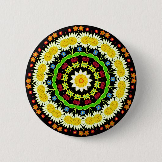 Badge Rond 5 Cm Fleurs de printemps Kaleidoscope 02 (Devant)