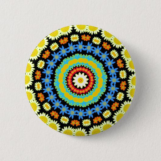 Badge Rond 5 Cm Fleurs de printemps Kaleidoscope 08 (Devant)