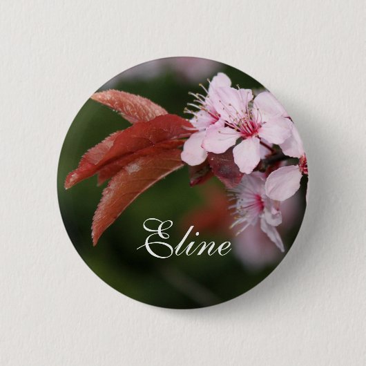 Badge Rond 5 Cm fleurs de prune rose printanier (Devant)