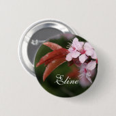 Badge Rond 5 Cm fleurs de prunier rose de printemps (Devant & derrière)