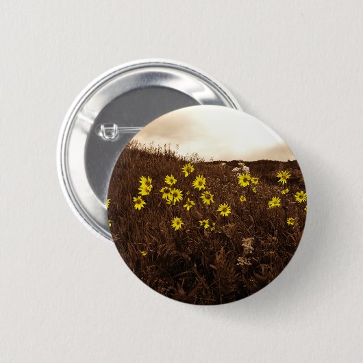 Badge Rond 5 Cm Fleurs de soleil (Devant & derrière)