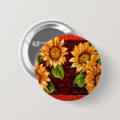 Badge Rond 5 Cm Fleurs de soleil (Devant & derrière)