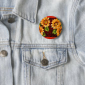 Badge Rond 5 Cm Fleurs de soleil (En situation)