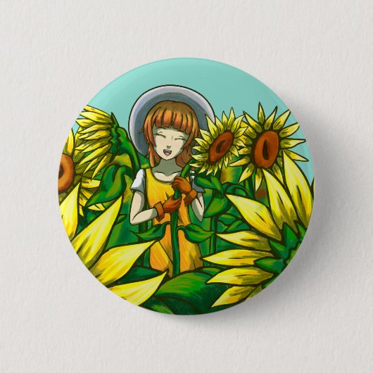 Badge Rond 5 Cm Fleurs de soleil (Devant)