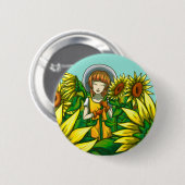 Badge Rond 5 Cm Fleurs de soleil (Devant & derrière)