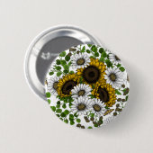 Badge Rond 5 Cm Fleurs de soleil et marguerites, jardin d'été 3 (Devant & derrière)