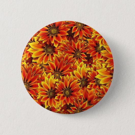 Badge Rond 5 Cm Fleurs de soleil orange (Devant)